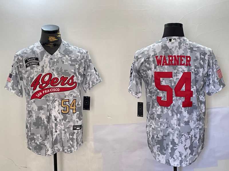 Mens San Francisco 49ers #54 Fred Warner Arctic Camo 2024 Salute to Service Stitched Baseball Jerseys